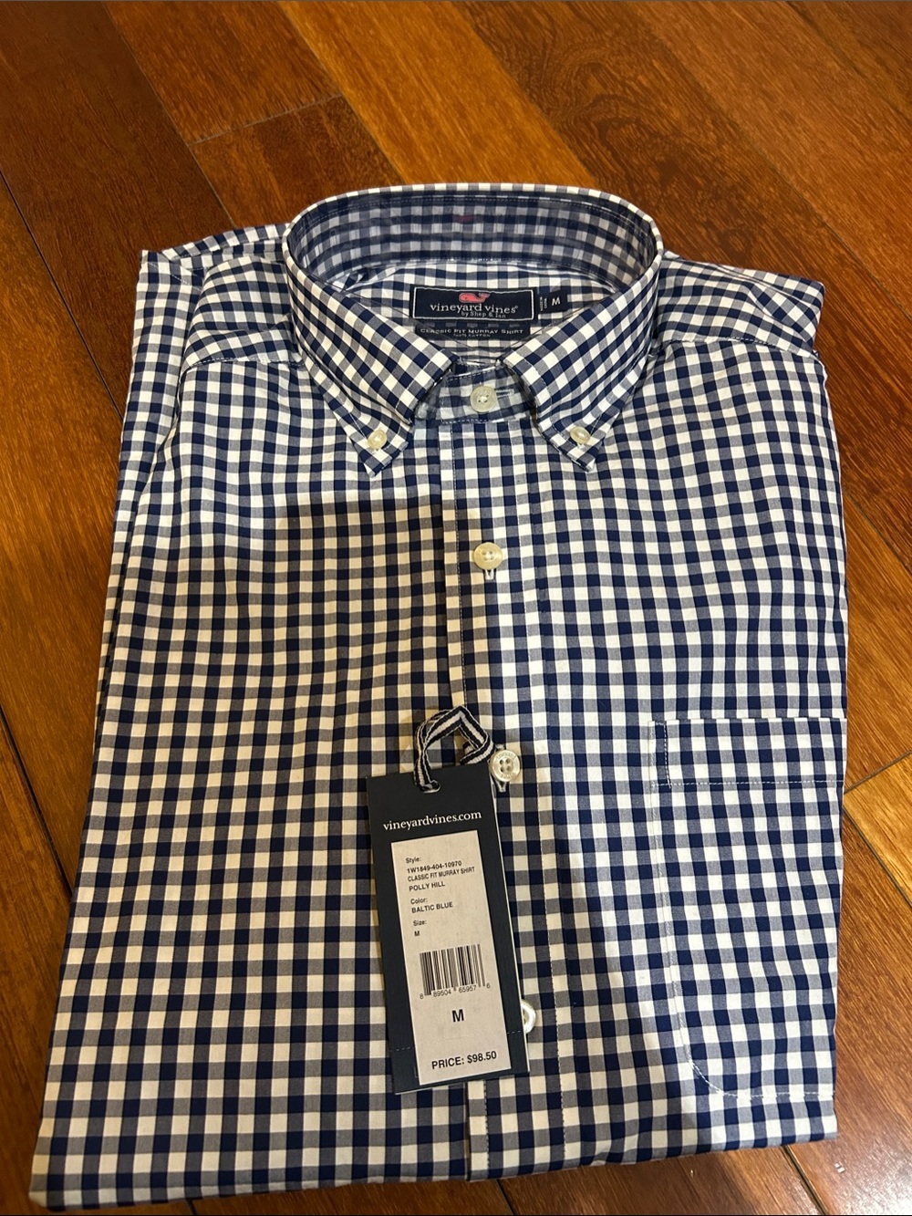 Vineyard Vines Navy and White Gingham Button-Down Shirt